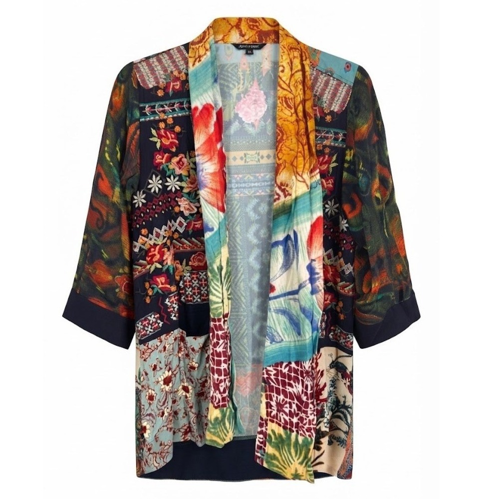 John Mark Womens Large Mixed Floral Print Open Front Kimono Cardigan - CJ